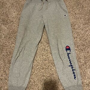 Champion Heather Gray Joggers with Navy Logo
